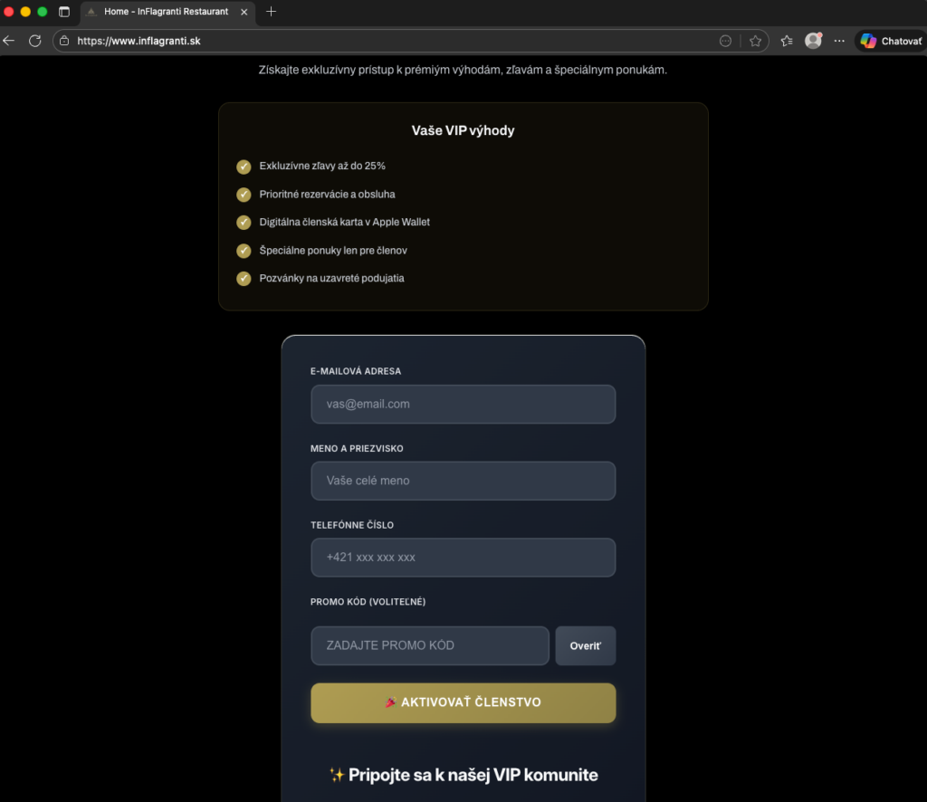 Reštauračný web, pluginy a mobilné aplikácie