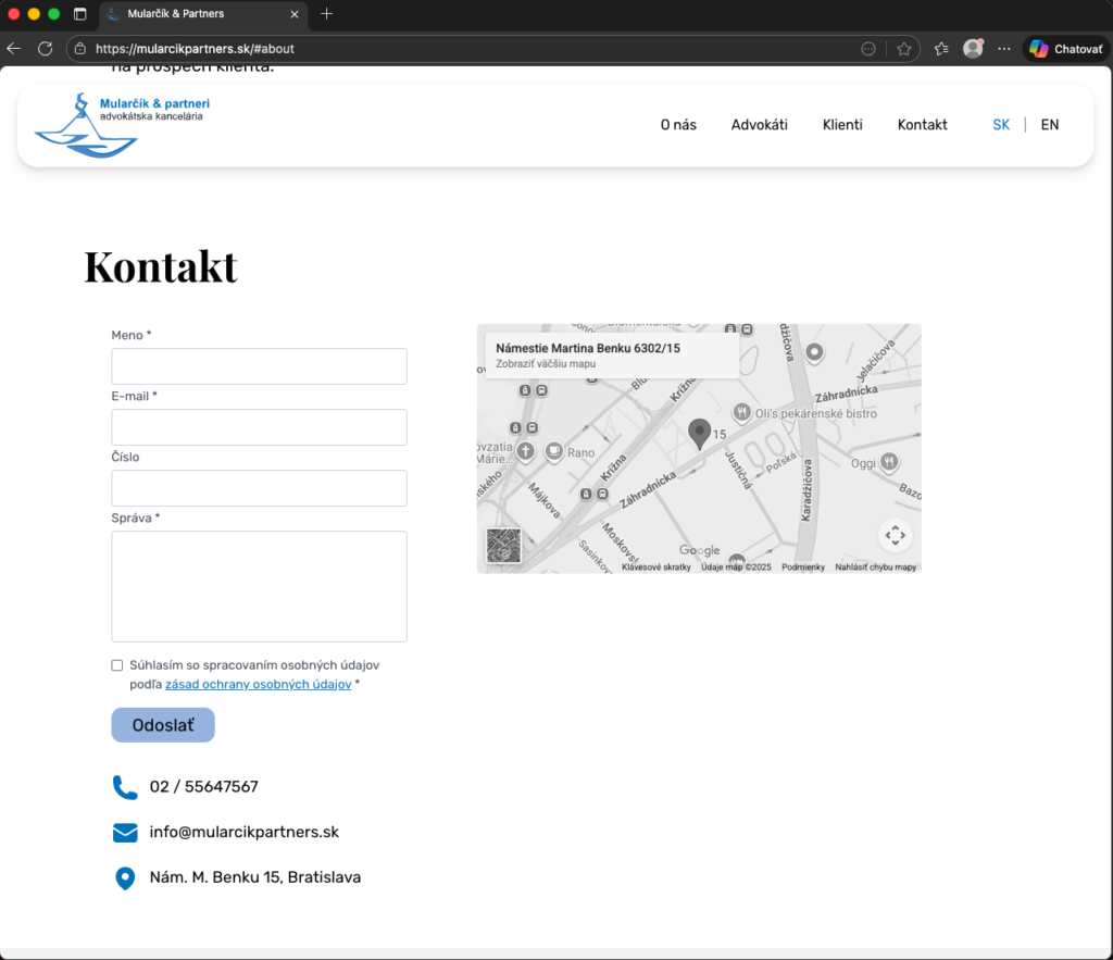 Profesionálny web pre advokátsku kanceláriu