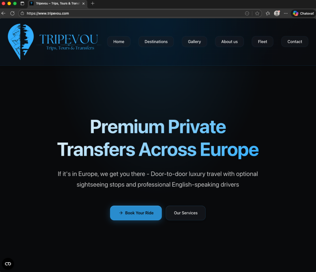 Medzinárodný web a objednávkový systém pre prémiovú limo službu
